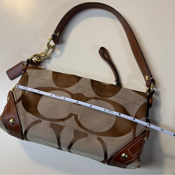 Coach Vintage Y2K Brown Big C Logo pattern Canvas Small Shoulder Wristlet Bag - Picture 14 of 16
